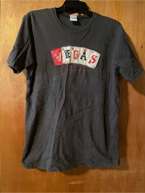 Vintage Women’s Juniors Las Vegas T Shirt. Black Medium. Utility